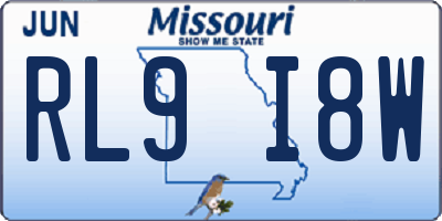 MO license plate RL9I8W