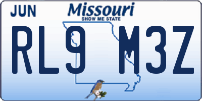 MO license plate RL9M3Z