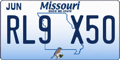 MO license plate RL9X5O