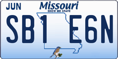 MO license plate SB1E6N