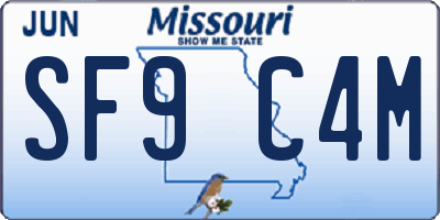 MO license plate SF9C4M
