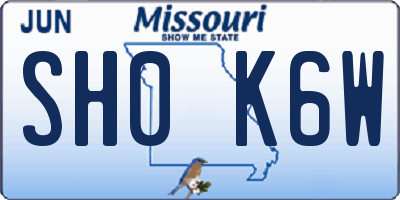 MO license plate SH0K6W