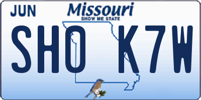 MO license plate SH0K7W