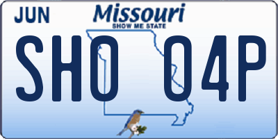 MO license plate SH0O4P