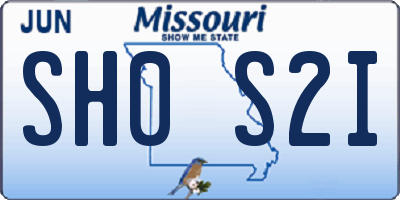 MO license plate SH0S2I