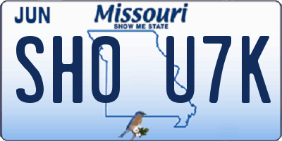 MO license plate SH0U7K