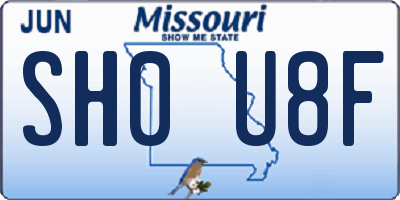 MO license plate SH0U8F