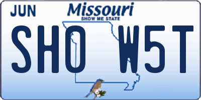 MO license plate SH0W5T