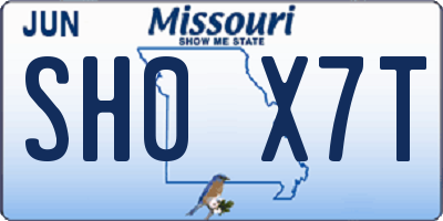 MO license plate SH0X7T