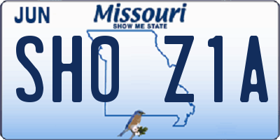 MO license plate SH0Z1A