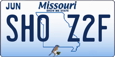MO license plate SH0Z2F