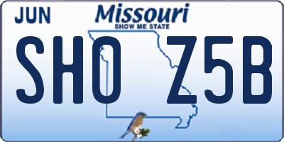 MO license plate SH0Z5B
