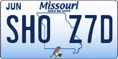 MO license plate SH0Z7D