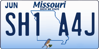 MO license plate SH1A4J