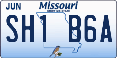 MO license plate SH1B6A