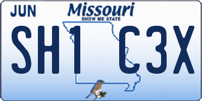 MO license plate SH1C3X