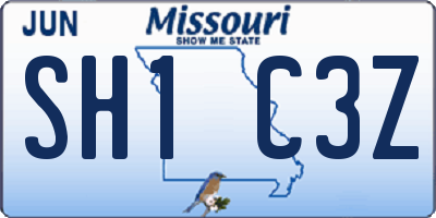 MO license plate SH1C3Z
