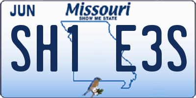 MO license plate SH1E3S