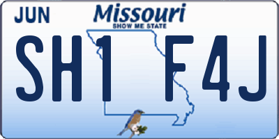 MO license plate SH1F4J