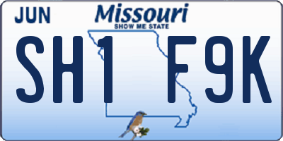 MO license plate SH1F9K