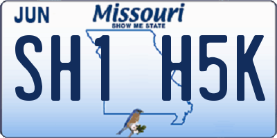 MO license plate SH1H5K