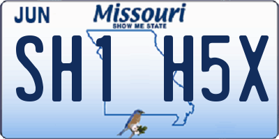 MO license plate SH1H5X