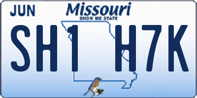 MO license plate SH1H7K