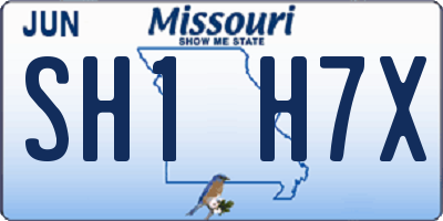 MO license plate SH1H7X