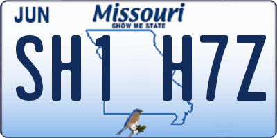 MO license plate SH1H7Z