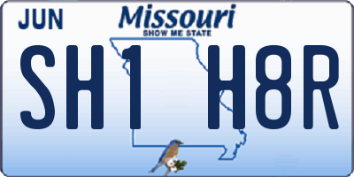 MO license plate SH1H8R