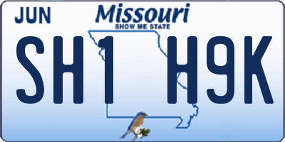 MO license plate SH1H9K
