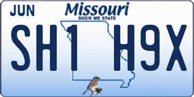 MO license plate SH1H9X