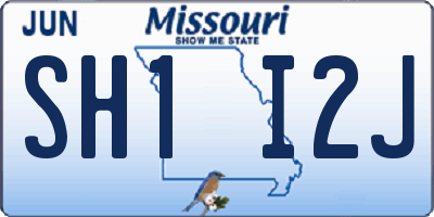 MO license plate SH1I2J