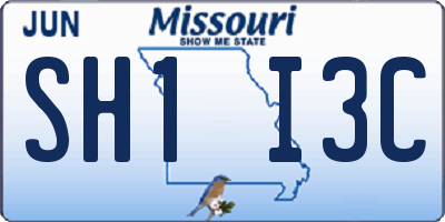 MO license plate SH1I3C