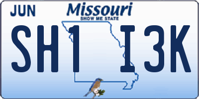 MO license plate SH1I3K