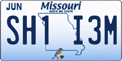 MO license plate SH1I3M