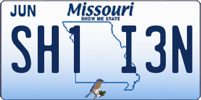 MO license plate SH1I3N