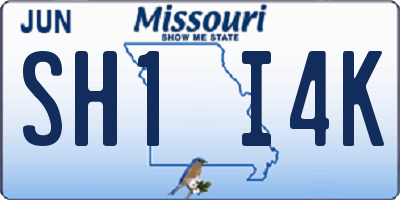 MO license plate SH1I4K