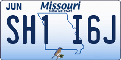 MO license plate SH1I6J