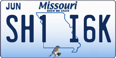 MO license plate SH1I6K