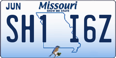 MO license plate SH1I6Z