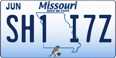 MO license plate SH1I7Z