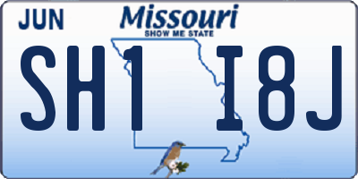 MO license plate SH1I8J