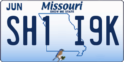 MO license plate SH1I9K