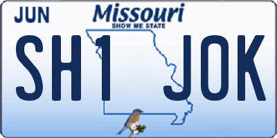 MO license plate SH1J0K