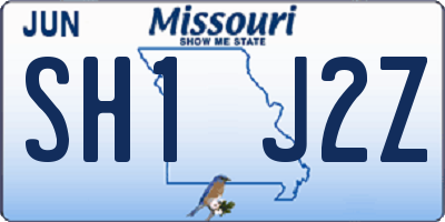 MO license plate SH1J2Z