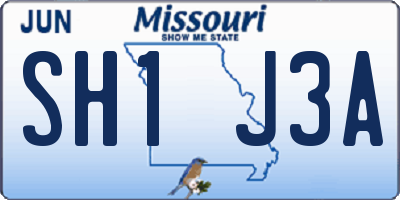 MO license plate SH1J3A
