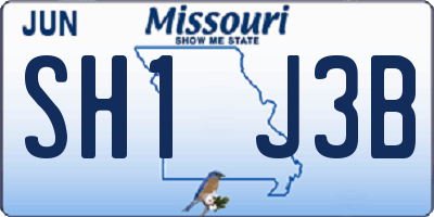 MO license plate SH1J3B