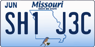 MO license plate SH1J3C