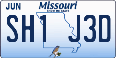 MO license plate SH1J3D